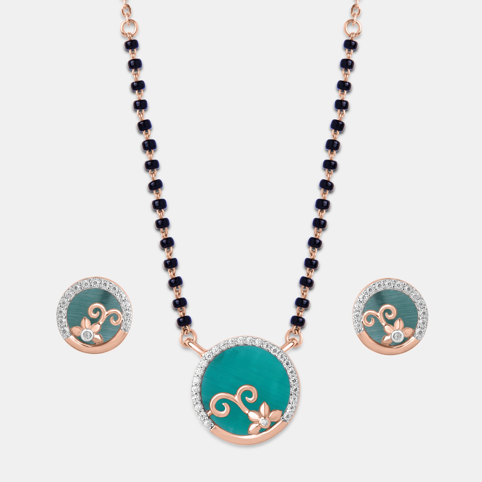 Teal Swirl Mangalsutra Set