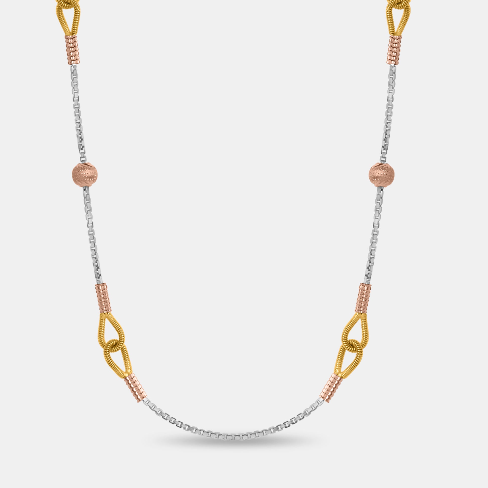 Tri-tone Interlink Gold Chain