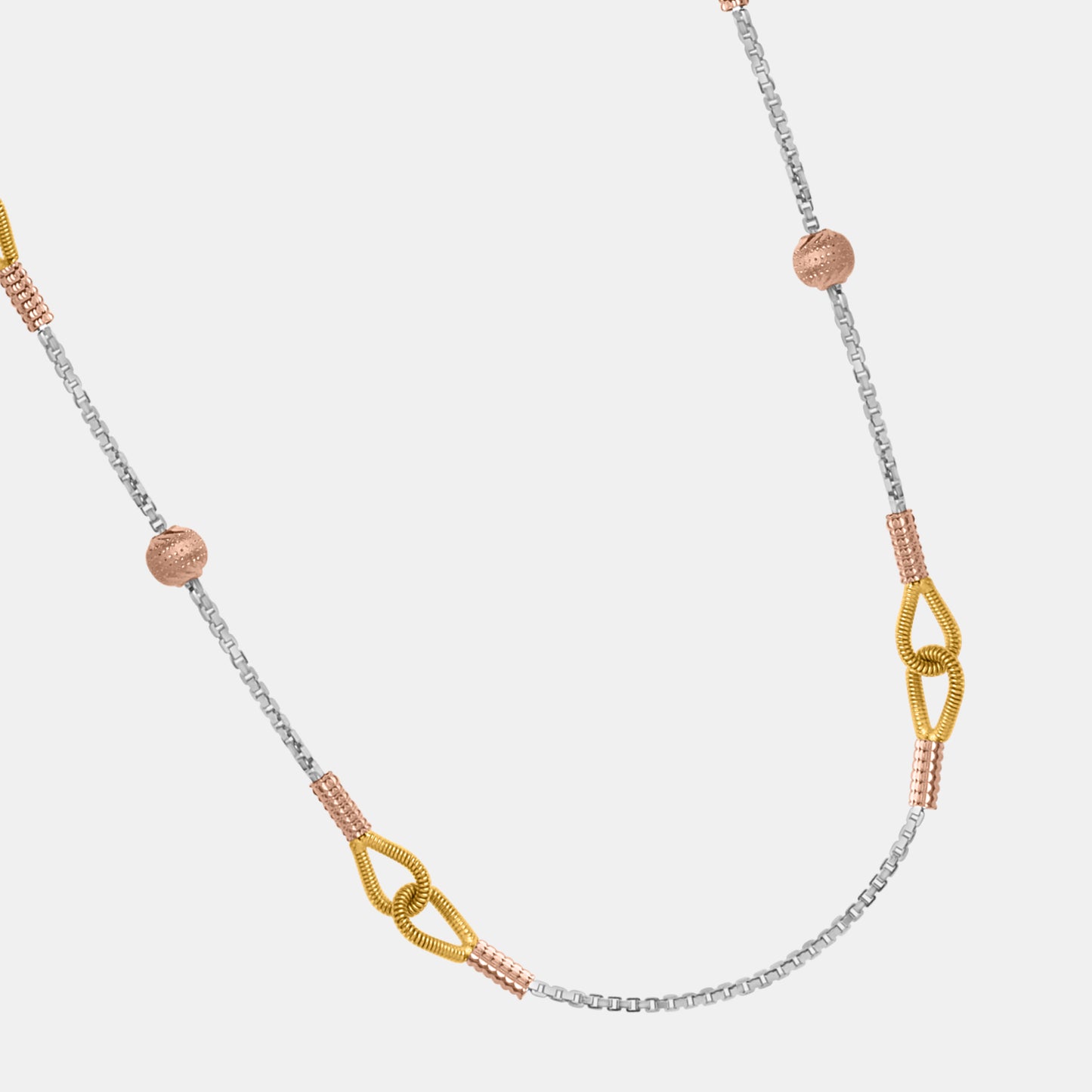 Tri-tone Interlink Gold Chain