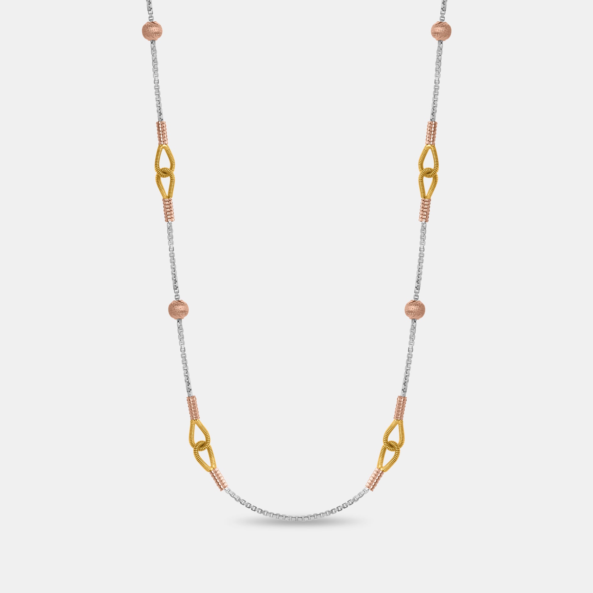 Tri-tone Interlink Gold Chain